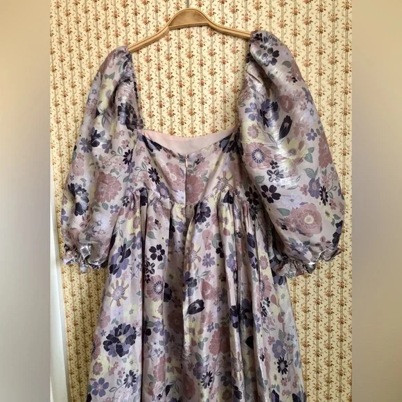 Storia Puff-Sleeve Floral Babydoll Midi Dress | Medium - Picture 8 of 10